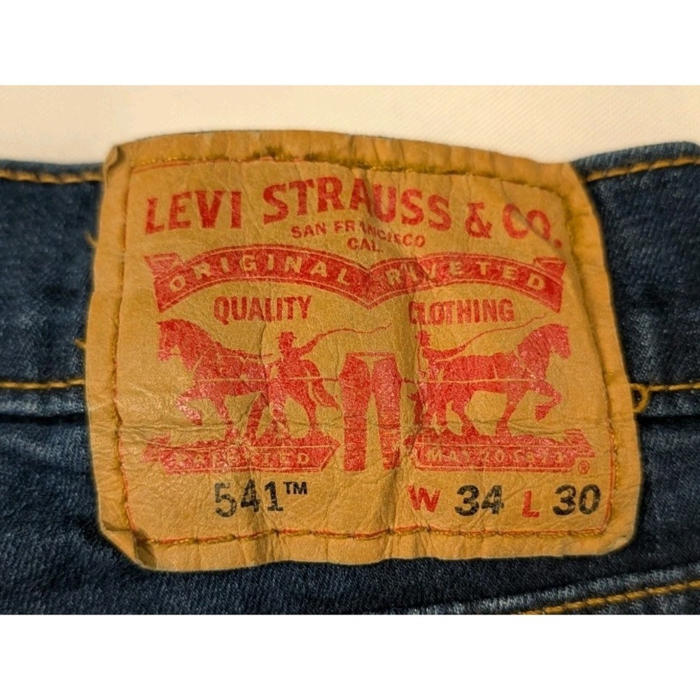 Levi's 541 Jeans Mens 34x30 Blue Medium Wash Athletic Tapered Stretch Denim - Picture 3 of 10